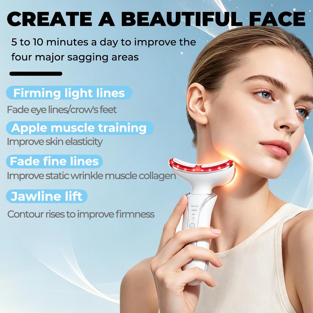 7 Color Light Beauty Device Microcurrent Face Neck Massager Firming Lifting Warm Compress Multimode Home Facial Beauty Instrument