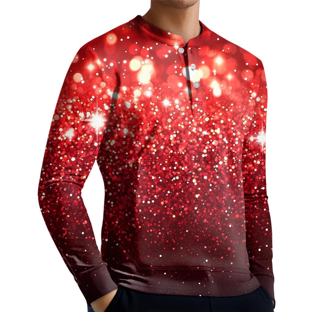 Pánská ležérní mikina na knoflíky, módní potištěná košile s dlouhým rukávem, pulovr