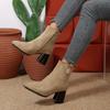Women's Short Boots Skinny Large Size High Heel Fashion Boots Winter Side Zipper Thick Heel
