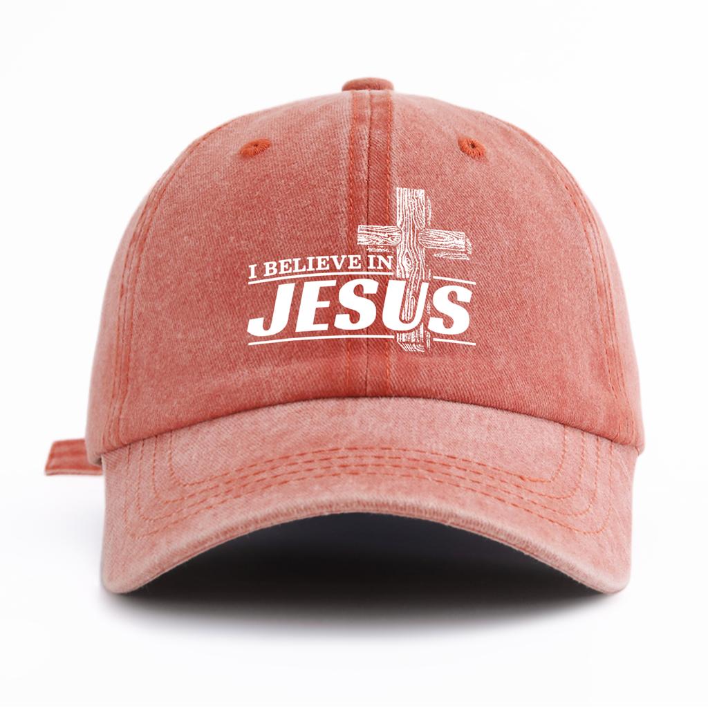 Pc JESUS Print Washed Baseball Cap for Adults  Minimalist Retro Style Casual Soft Adjustable Dad Hat Perfect As Gift