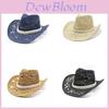 Western Cowboy Straw Hat With Wide Brim For Summer Sun Protection And Outdoor Activities