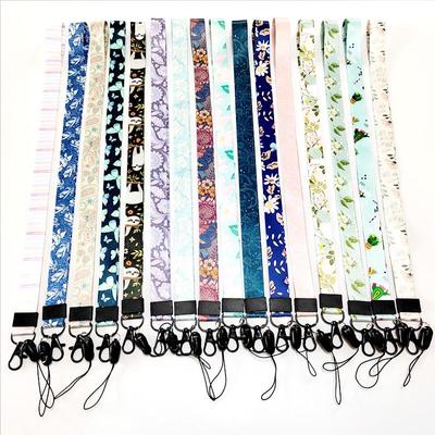 Floral Webbing Lanyard Phone Case with Detachable Airplane Buckle - Anti-Drop Neck & Badge Lanyard