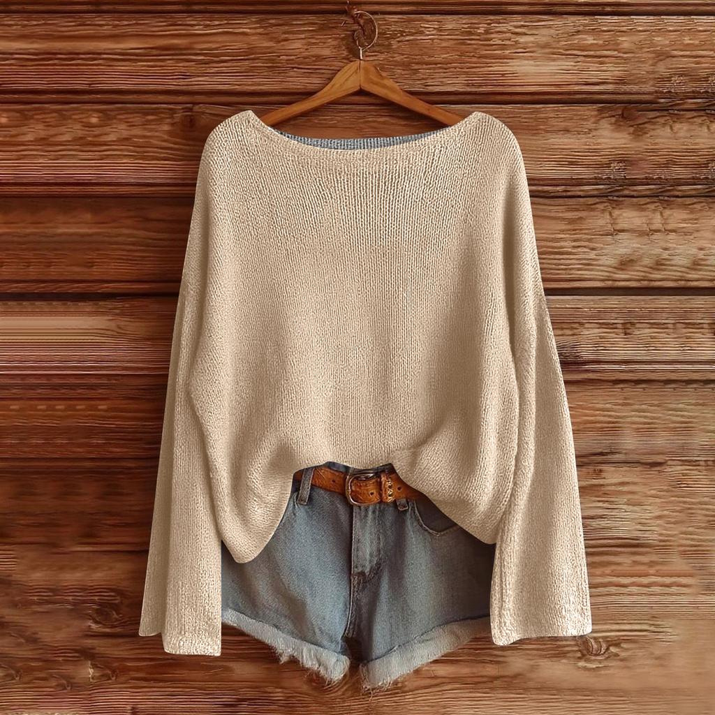 Mikiny pro ženy Pletený svetr Roztomilá košile Podzimní svetr s výstřihem