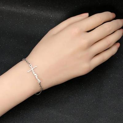Stunning Ladies Faith Letters Wristband 4-piece/set Faith Christianity Prayer Cross Men Pendant Bracelet Elegant Stainless Steel  Delicate Jewelry