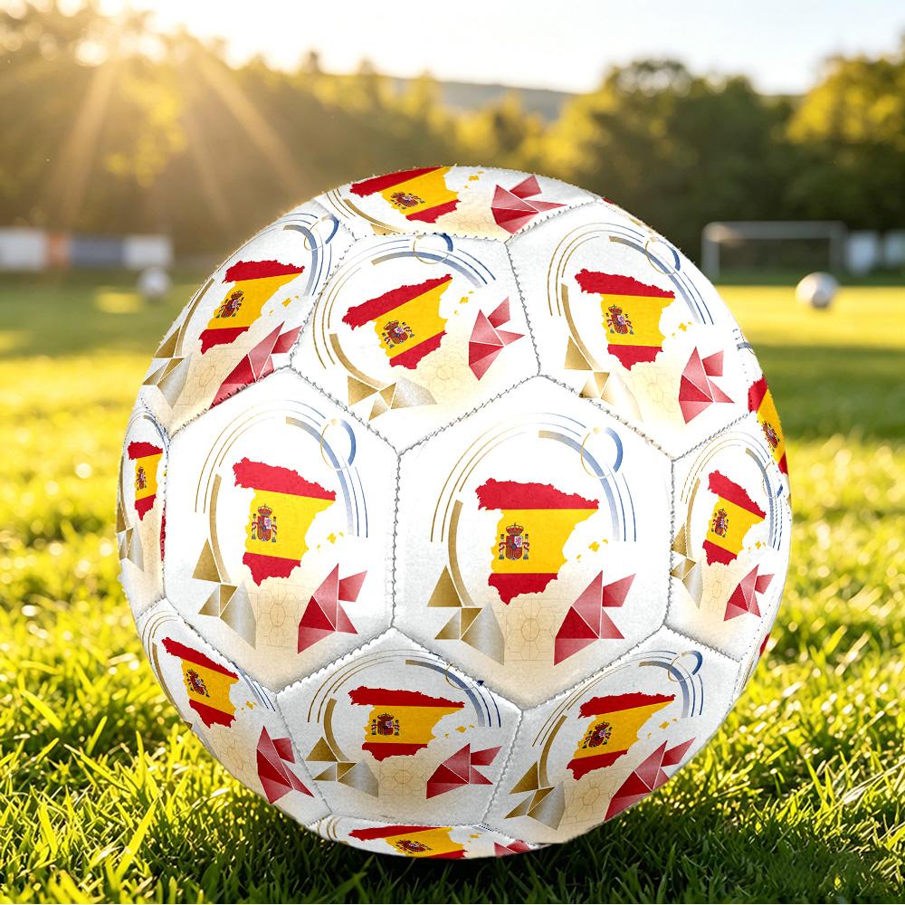 Spain Football Printed Size 5 Soccer Ball Wear Resistant Standard Adult Training Football Fan Gift for Indoor Outdoor Match Sports