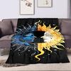 Sun and Moon Face Design Blanket Patterned flannel blanket perfect for the bedroom living room, sofa, or a little nap