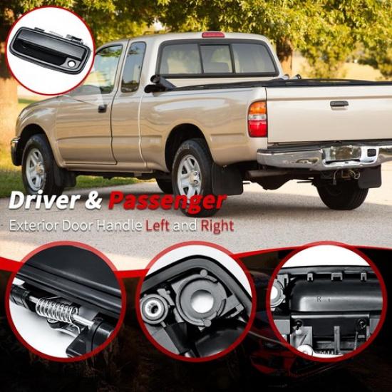Car Door Handle Set for 95-04 Toyota Tacoma Front Exterior Black *Missing 1 Clip