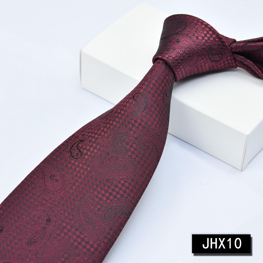 Men's Burgundy Striped Jacquard Formal Business Tie, 8cm Handmade Tie Decoration
