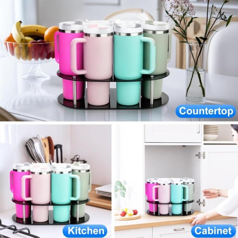 Space Efficient Acrylic Bottle Storage Stand Secure Holder for Cups Kitchen Office Travel Portable Organizers Solution