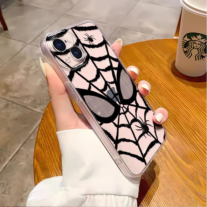 Foreign trade explosion spider web is suitable for iPhone16 light and thin all-inclusive transparent shell Apple 17promax soft shell protection