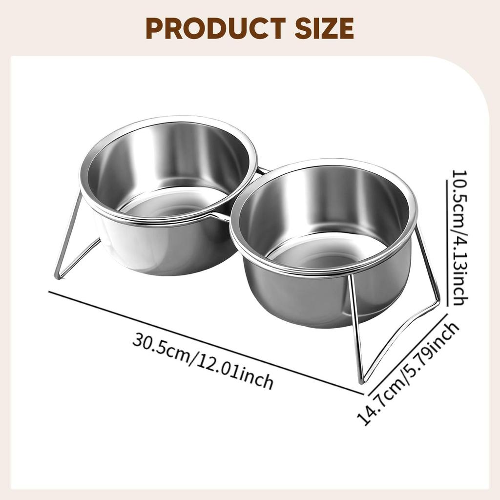 Elevated Double Bowl Water and Food Bowls with Stand Pet Feeder Waterer for Small Dogs
