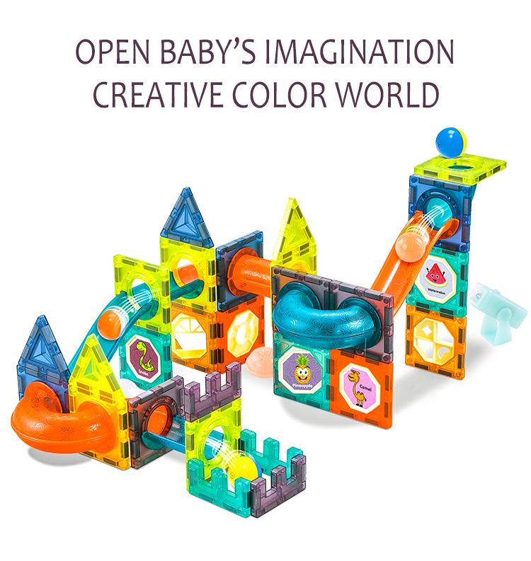 75-Piece Light-Up Magnetic Building Block Toy Set with Ball Bearings