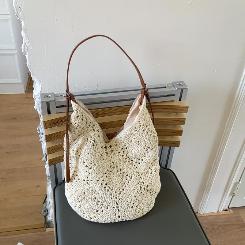 

Personalized new sunflower cotton thread bag daily shoulder beach bag cotton rope woven bag
