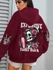 Parla Costoso Stampa Divertente Felpa con Cappuccio da Donna Pullover Larghi Multicolore Pile Autunno Abbigliamento Sportivo Casual con Tasca