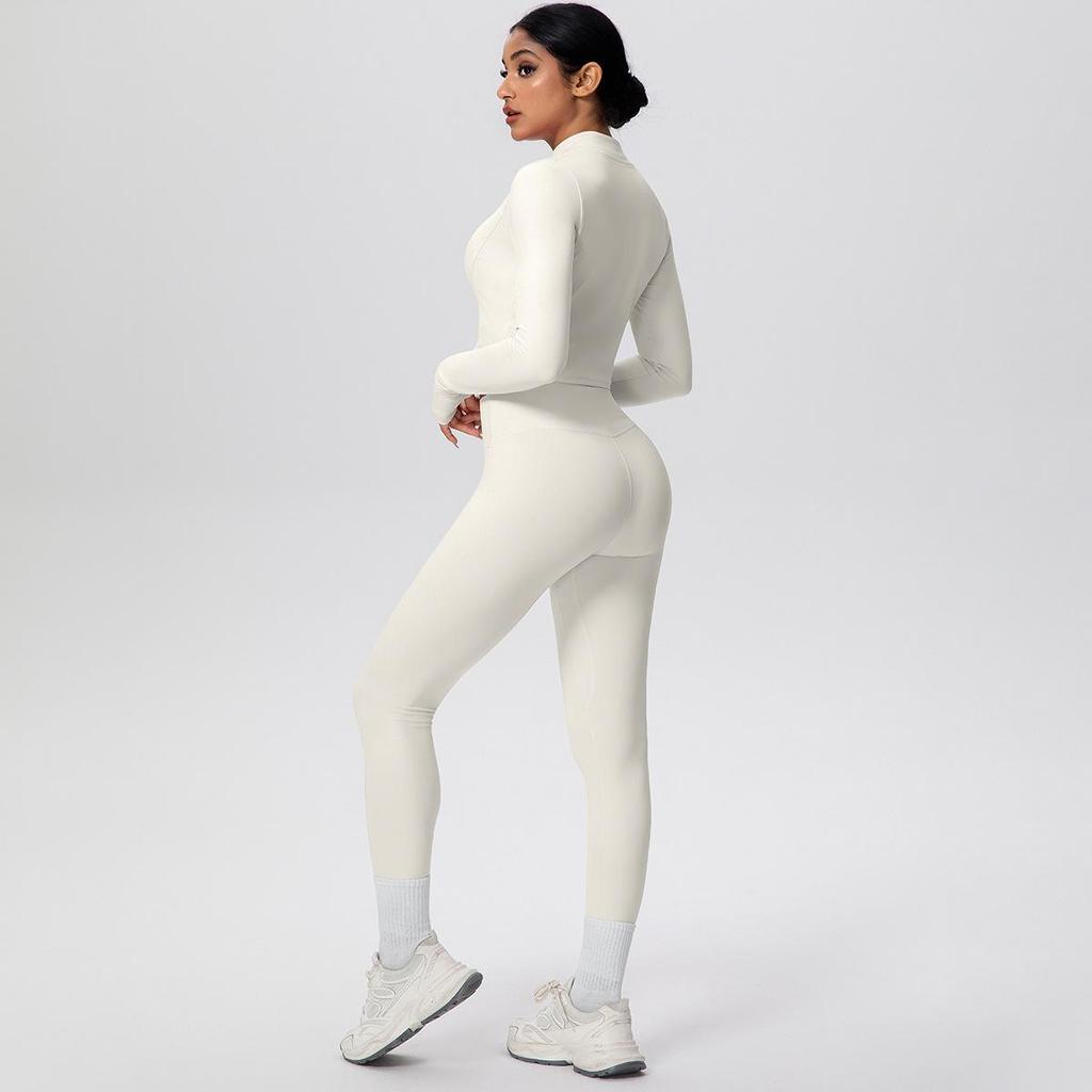 Women's Fitness Yoga Set: Shockproof Ribbed Tank, Zipper Jacket, High-Waisted Skin-Friendly Pants