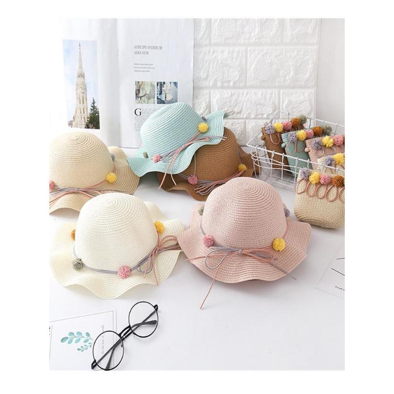Strohhut für Kinder Sommer Mädchen Strandhut Kinder Sonnenhut Mädchen Sommer Strohhut Tasche Set Sonnenschutz Japan