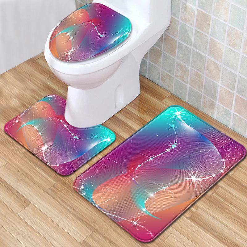 Colorful Gradual Change Toilet Floor Mat Three-Piece Bathroom 3-Piece Carpet Door Mat