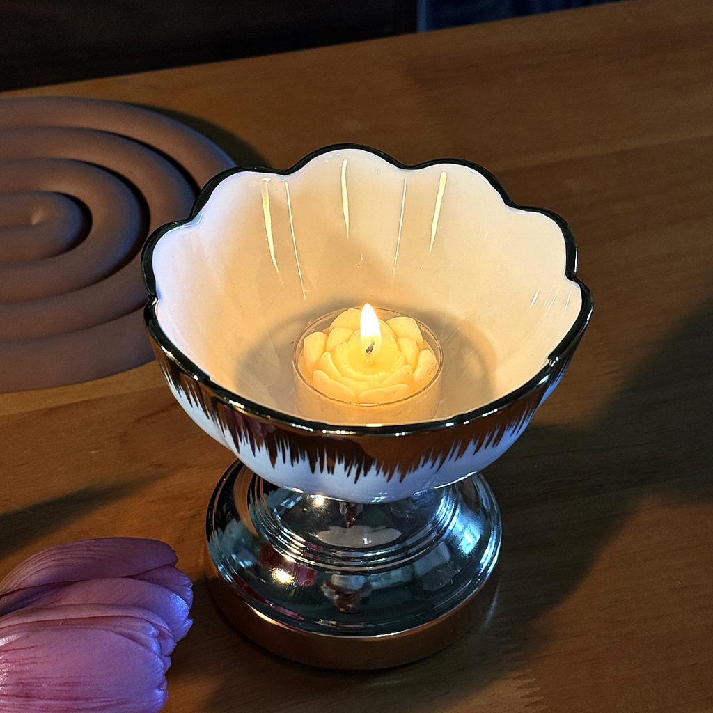 Custom Ceramic Flower Shaped Candlestick for Home Decor and Weddings Porcelain Candle Jars for Valentine's Day