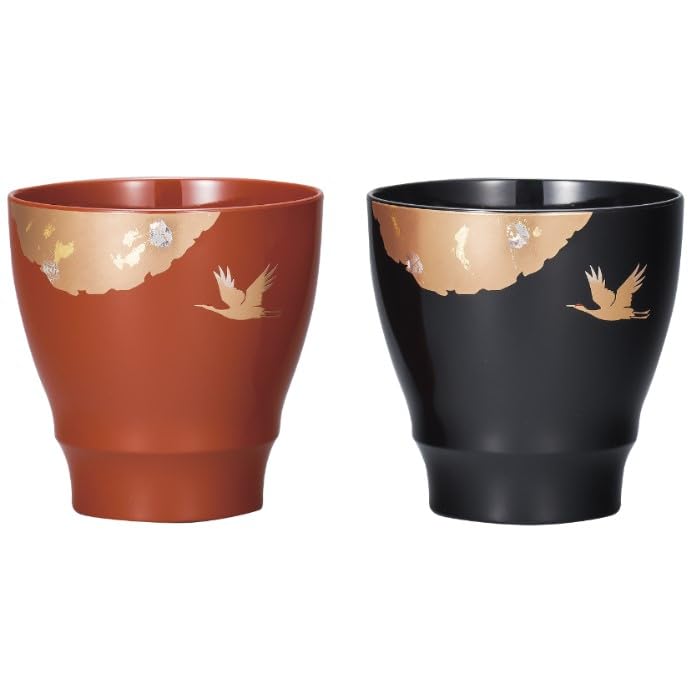 

Maeju Lacquerware Free Cup, Kouki, Set of 2, Black and Vermilion, 330ml, 5K-142