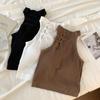 ITOOLIN Elegant Women Chinese Button Tank Tops With Bra Pad O-Neck  Sleeveless Tank Tops