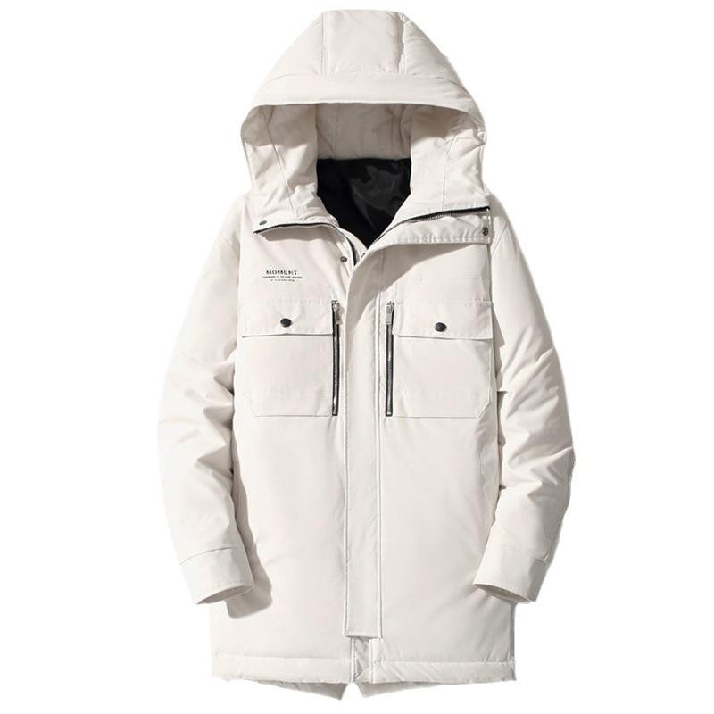 Пуховик мужской средней длины новогодний модный бренд зимняя теплая корейский стиль — фото 5