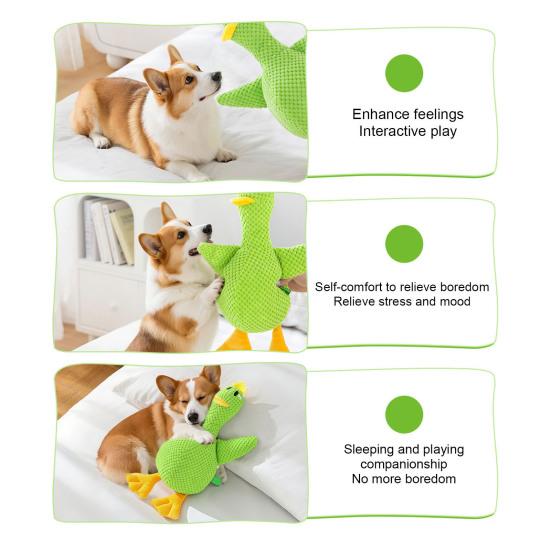 Stuffed Duck Dog Toy Squeaky Plush Duck Dog Chew Toy Interactive Puppy Teething Toy Dog Snuggle Toy for Tug-of-War Play Anxiety Relief