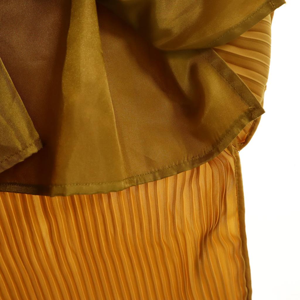 Nano&co Long Sleeve V-neck Waist Panel Long Dress F Yellow Women Used