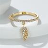 1Pc Fashionable Wing Feather Ring Inlaid with Synthetic Zircon Pendant Ring, Exquisite and Fashionable Daily Accessories