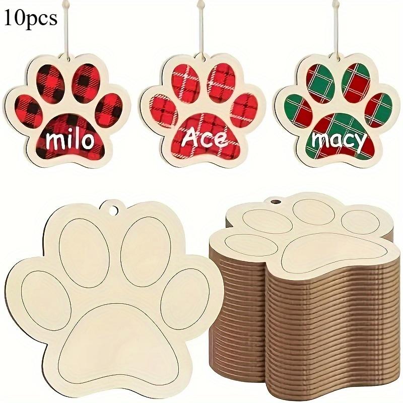 

Hand-Drawn Wooden Paw Print Ornaments, DIY Paintable, with No Electricity Needed for Christmas Tree, Holiday Party Decorations