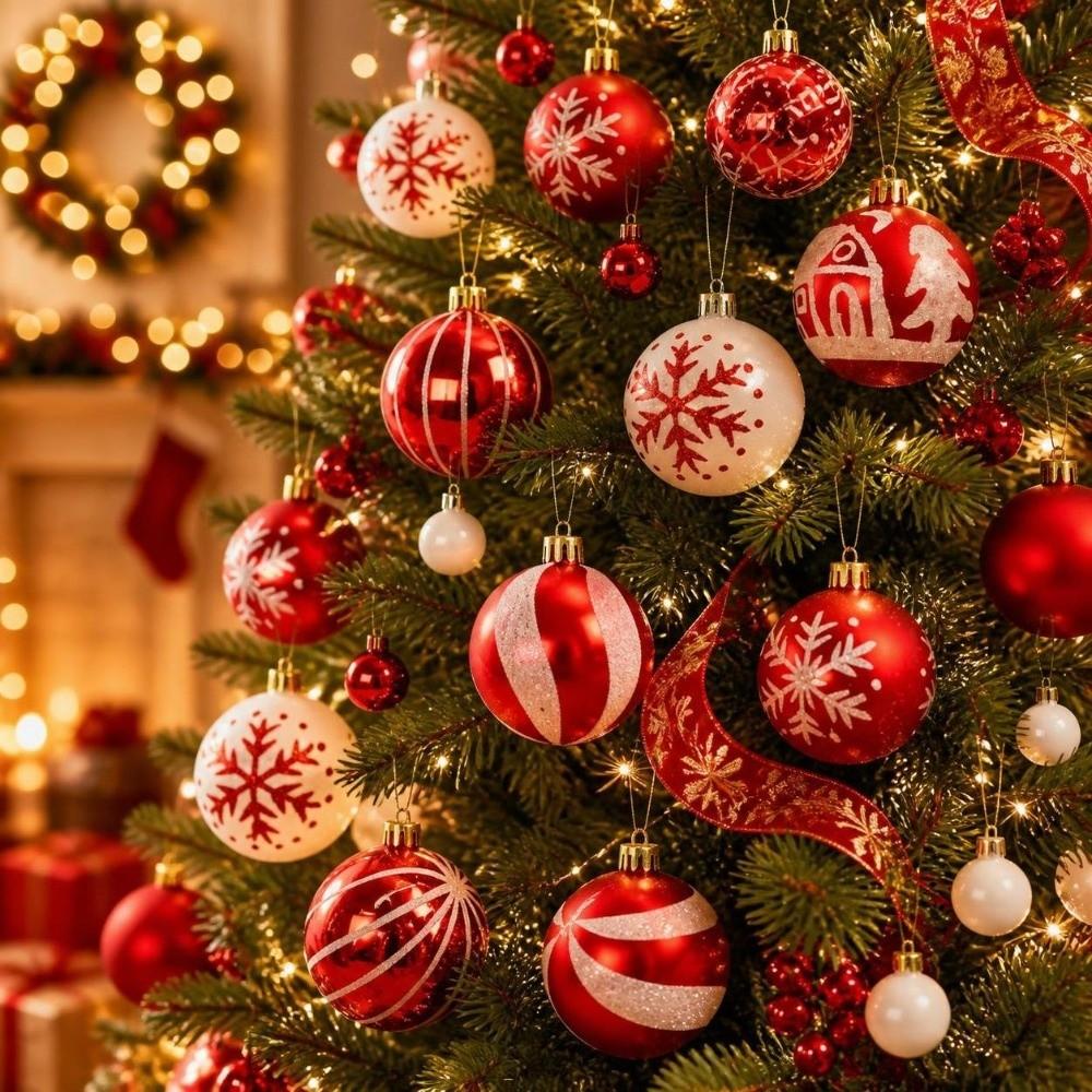 44Pcs/Set Shiny Christmas Ball 6/3CM Xmas Baubles Durable Xmas Ornament Ball  Home