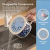 Foldable Fruit Basket with Lid Thickened Drain Basket 2 in 1 Collapsible Vegetable Strainer for Home Kitchen