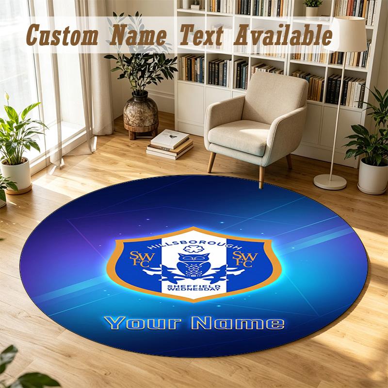 Round Rug Custom NameSheffield Wednesday FC Pattern Non Slip Carpet Home Floor Decor