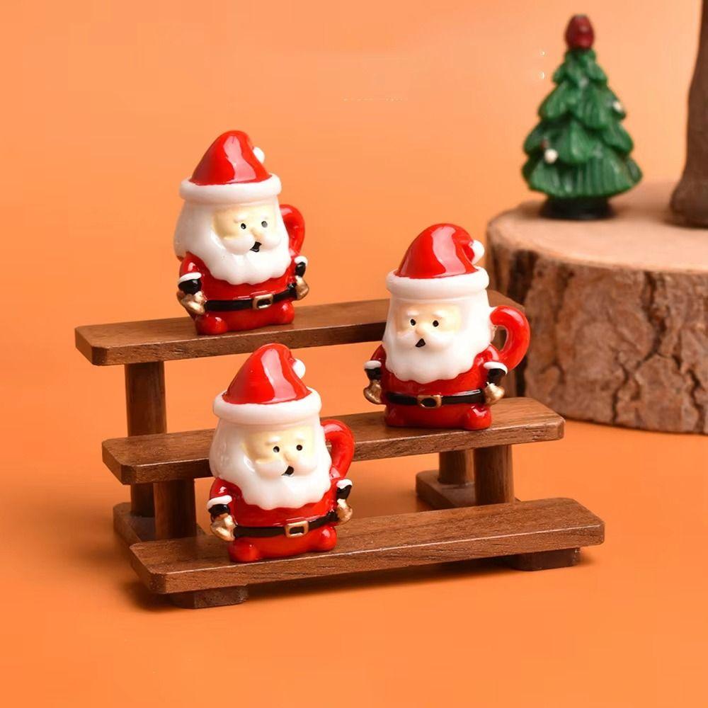 10 Set Resin Santa Claus Coffee Cup Pretend Play Toys Crafts DIY Miniature Christmas Water Cup Cute