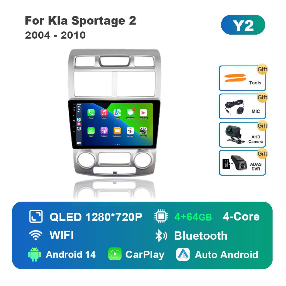 Bluetooth DSP Stereo Car Video Multimedia player for Kia Sportage 2 2004 - 2010 WiFi Android 14 System 4G GPS Touch Screen