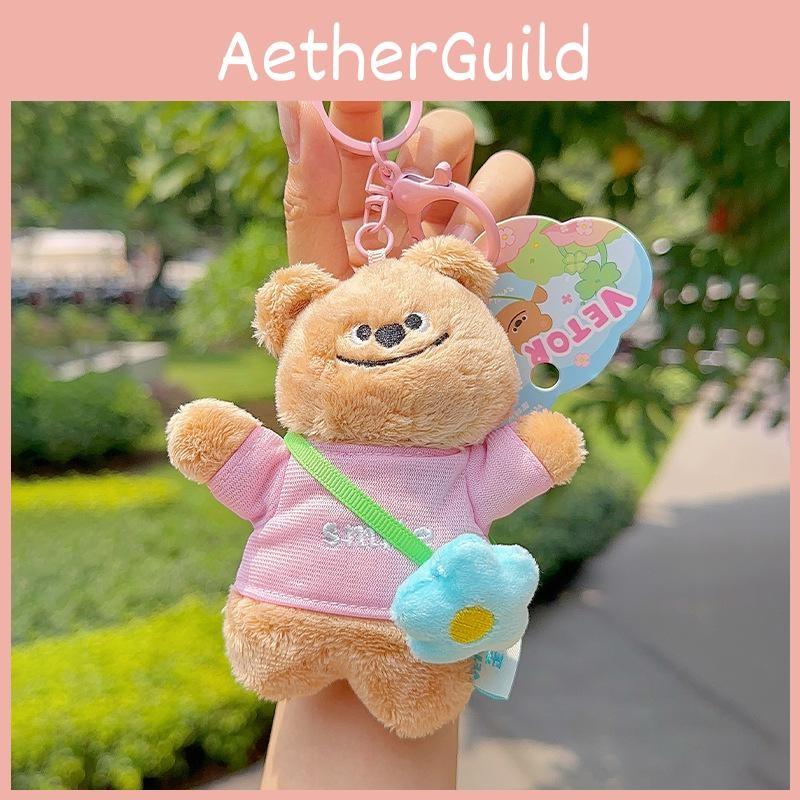 Bear Plush Flower Keychain Toy Stuffed Doll Backpack Pendant Gift Decoration