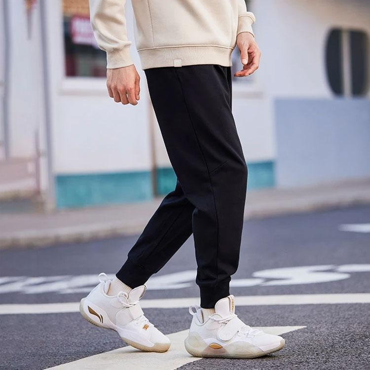 Li Ning Bad Five Solid Color Cuffed Sports Knit Pants Men Pants Black AKLS123-1