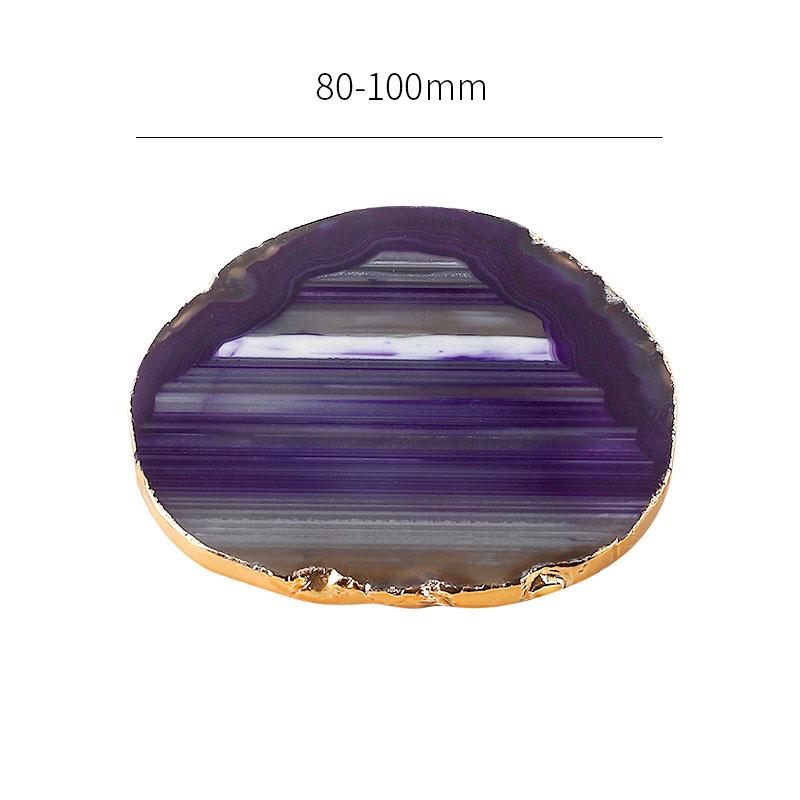 

Colored Agate Stone Coaster Coffee Cup Insulation Mat Dinner Table Storage Tray Gold Edges Gemstone Coaster Teacup Tray Cup Mat