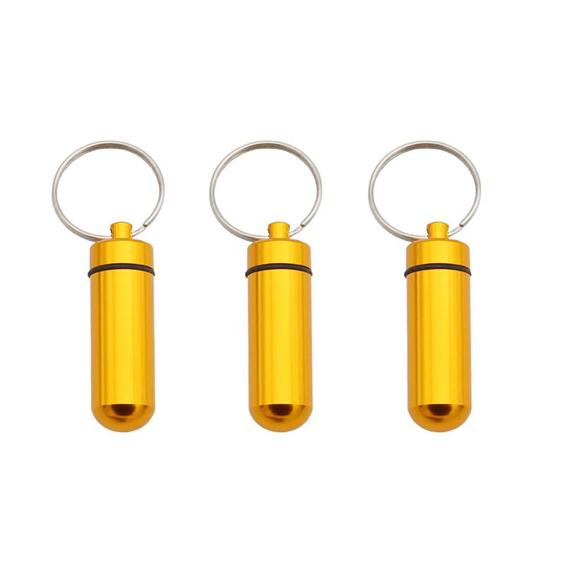 3 Stück Mini-Aufbewahrungsbox Aluminiumlegierung Tragbar Wasserdichte Flaschenhülle Schlüsselanhängerring 6 Farben erhältlich Reiseaufbewahrungswerkzeuge ZYF