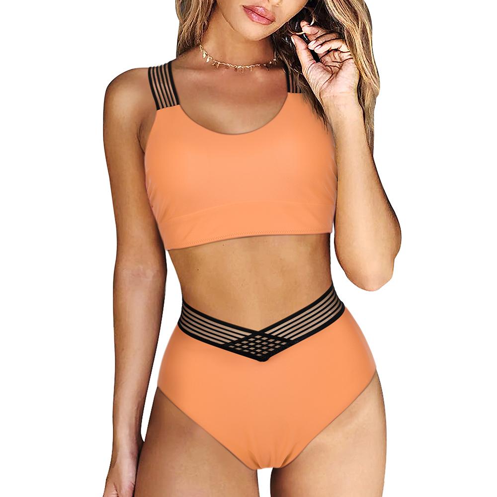High Waist Bikini Set for Women 2025 Summer Two Pieces Solid Color Hollow Out Sexy Swimsuit Beach Bathing Suit Swimwear Women