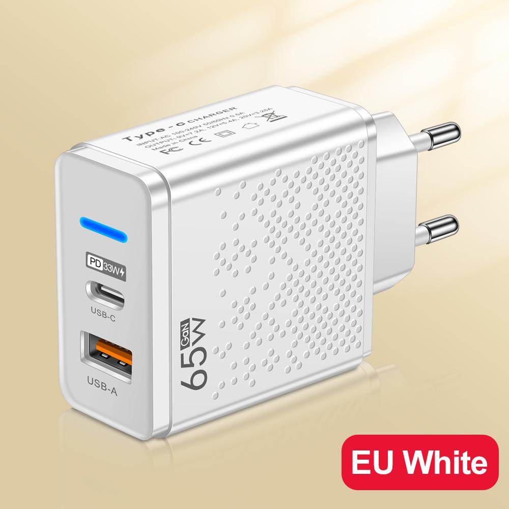 Total 65W USB Charger PD Type C Fast Charging Mobile Phone Charge Adapter For iPhone Xiaomi  Samsung PD Quick Charge QC3.0