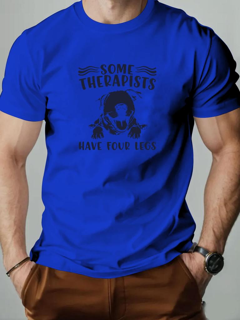 Mens cotton Tshirt SOME THERAPISTS HAVE FOUR LEGS summer round neck short sleeve graphic breathable fashion casual Tshirt