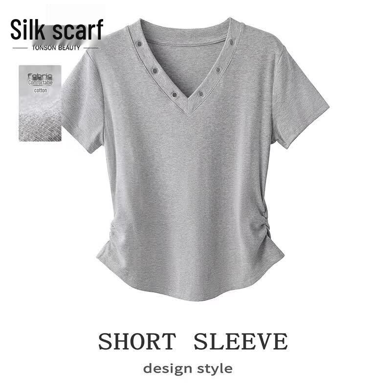 

Women s Slim Fit V-Neck Short Sleeve T-Shirt One Size