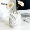 Student Desk Organizer 3D Printed Owl Pen Holder, 2 in 1 Flower Vase Multifunctional Container Organizer, Cute Plastic Makeup Brush Home Office Decor