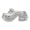 Pantofi sport de damă Siren Clog Simone Rocha cu țepi argintii 210646-041