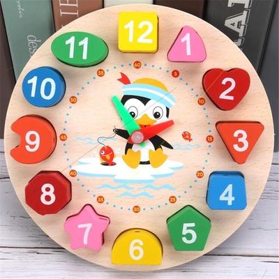 Holz Uhr Puzzle Cartoon Tier Form Tangram Kognitive Digitale Uhr Kinder Frühe Pädagogische Threading Montage Spielzeug