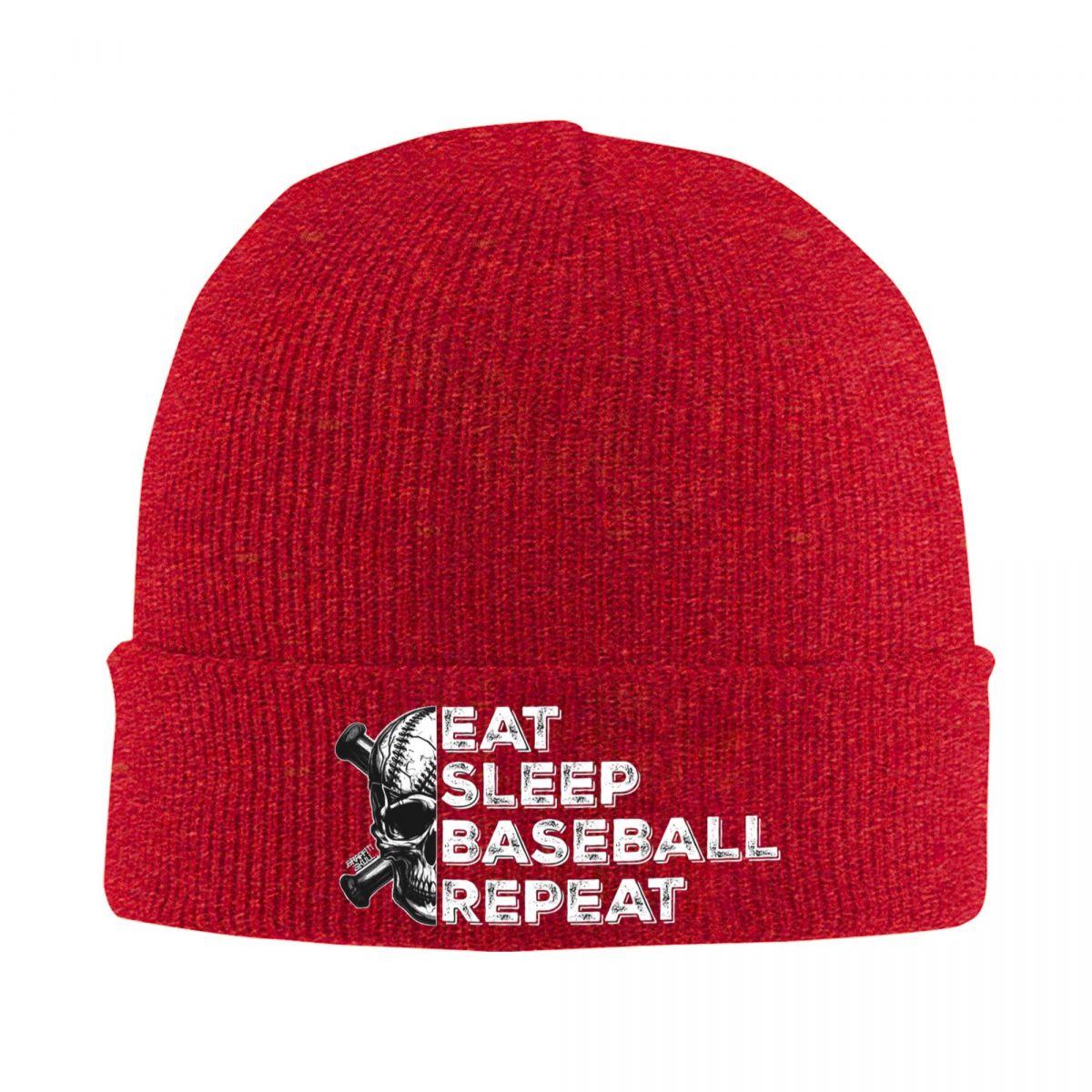 

Eat Sleep Baseball Repeat () Warm Knitted Cap Winter Knit Bonnet Hat Skullies Beanies Hip Hop Caps for Unisex One Size