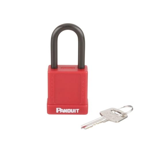 Panduit Corporation Non-Conductive Lockout Padlock, Red, PSL-8, 38.1mm Shackle