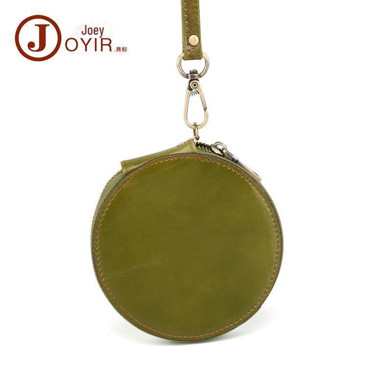 

Винтажный разноцветный кошелек для монет и ключей из натуральной кожи зелёный