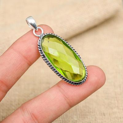 Peridot Gemstone Handmade 925 Sterling Silver Wedding Jewelry Pendant