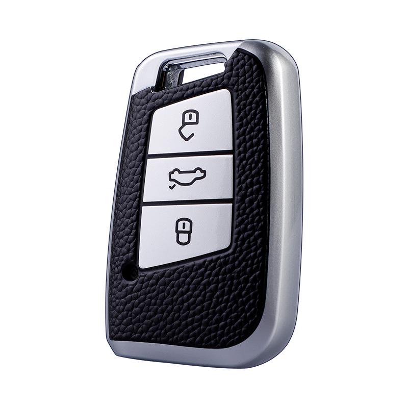 Women's Leather Pattern Car Key Case for 2023 Volkswagen Magotan, Passat, CC Weilan B8